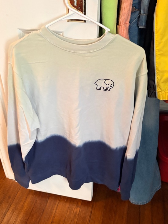 ivory ella Tops - ivory ella Ivory and Navy Dip-Dye Crewneck Sweatshirt with Elephant Logo
